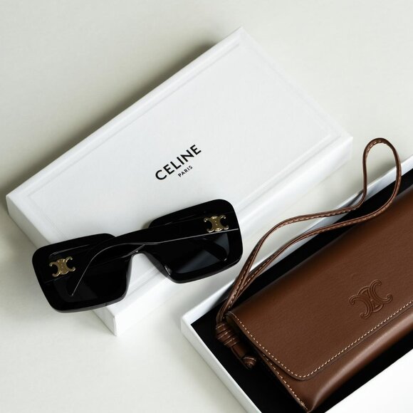 Celine TRIOMPHE Women Sunglasses Black Square CL40304U 01A NEW AUTHENTIC